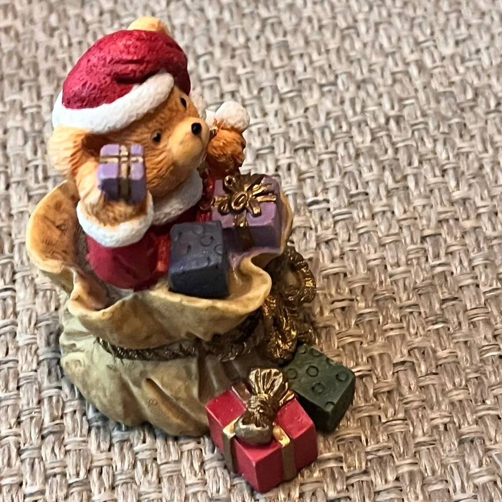 Vintage Christmas Figurine Bear Sack of Toys Cute Classic Traditional Holiday